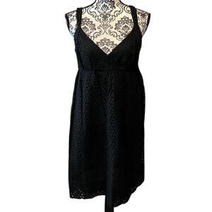 Vince NWT Eyelet Babydoll Mini Dress size 8 Black